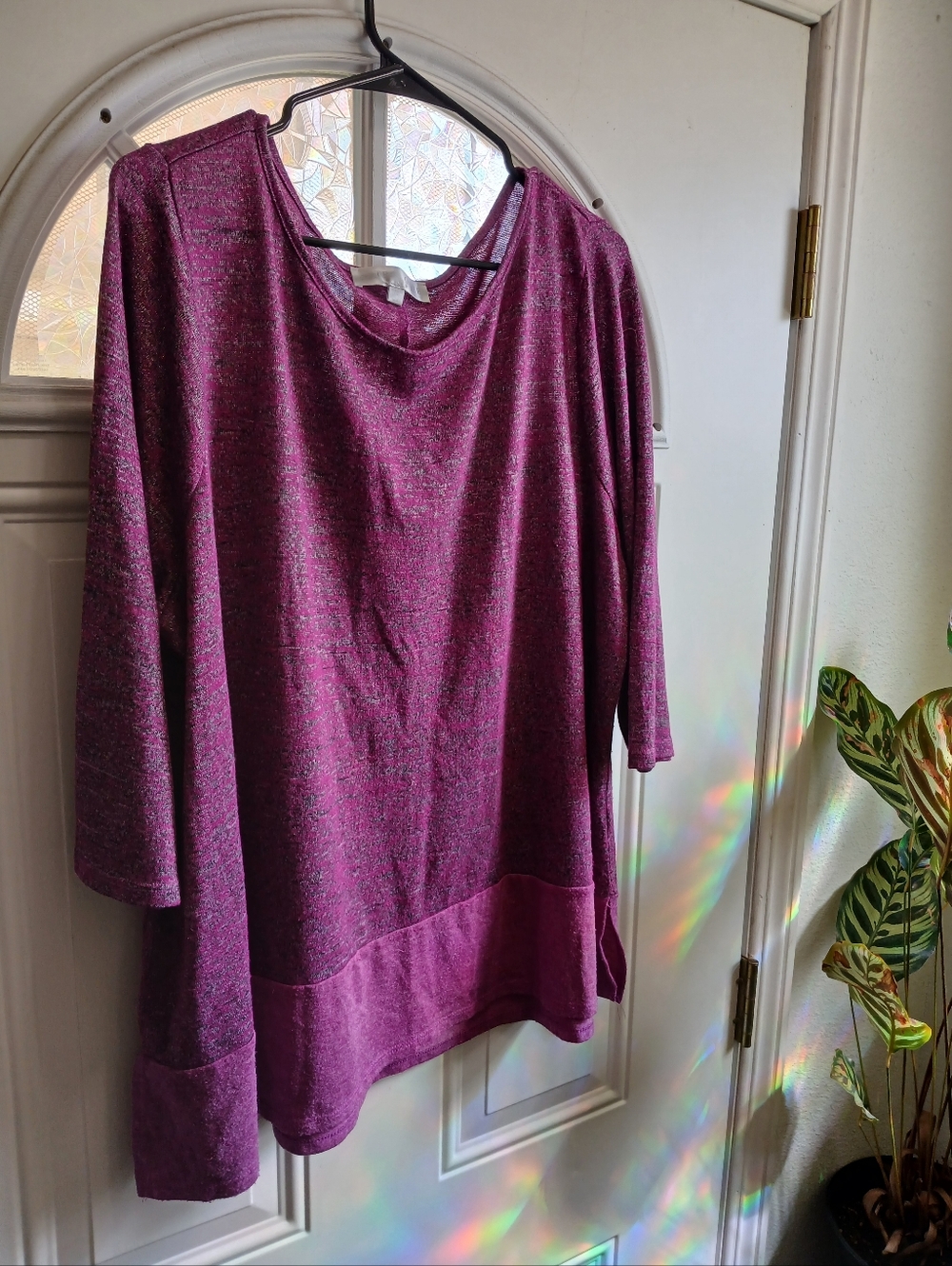 Tracy Reese For Anthropologie Magenta Purple Space Dye Top Size 2X